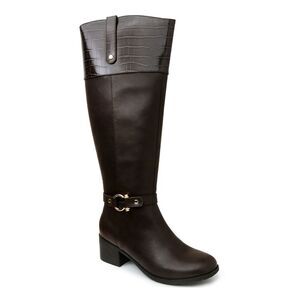 KAREN SCOTT Womens Brown Vickyy Round Toe Block Heel Zip-Up Riding Boot 5.5 M